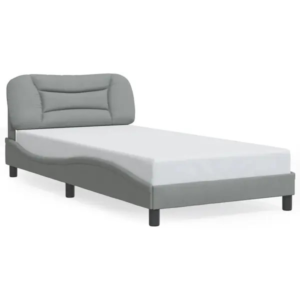 Gossi cadru de pat cu lumini led, gri deschis, 100x200 cm, textil