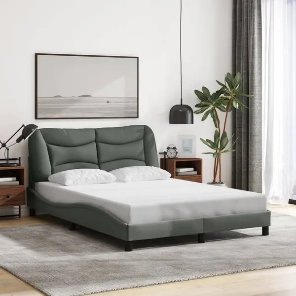 Gossi cadru de pat cu lumini led, gri inchis, 120x200 cm, textil