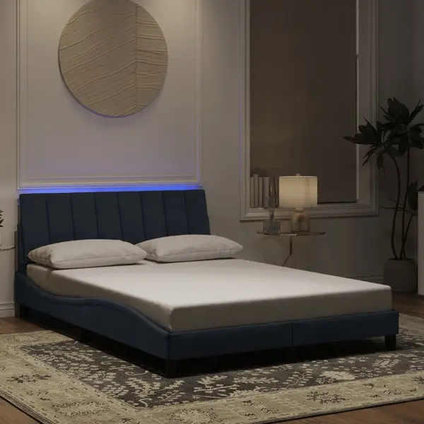 Gossi cadru de pat cu lumini led, gri inchis, 140x200 cm, catifea