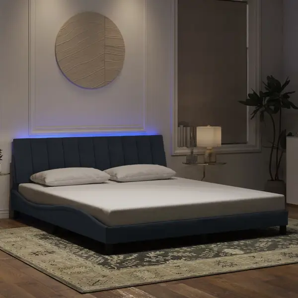Gossi cadru de pat cu lumini led, gri inchis, 180x200 cm, catifea