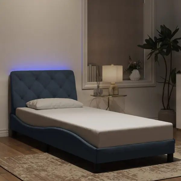Gossi cadru de pat cu lumini led, gri inchis, 90x190 cm, catifea