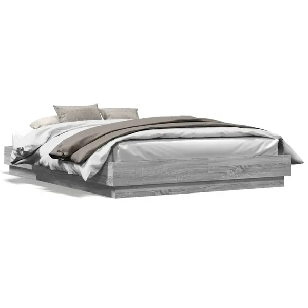 Gossi cadru de pat cu lumini led, gri sonoma, 140x200 cm