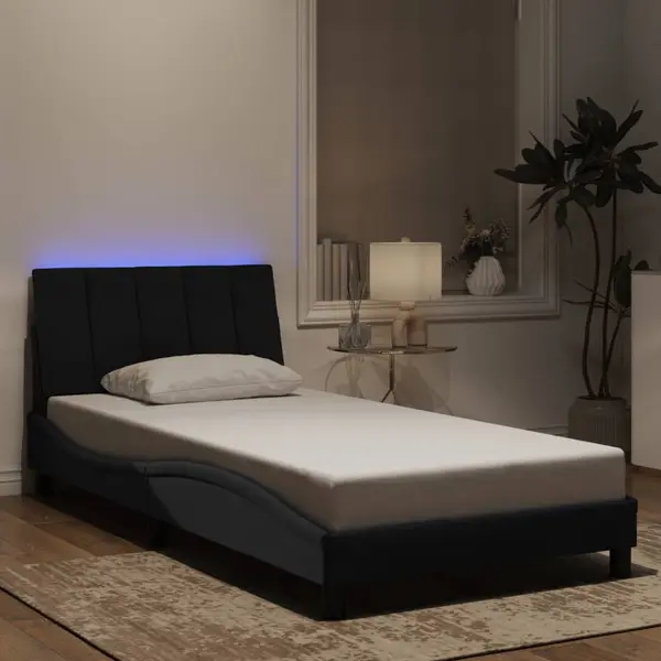 Gossi cadru de pat cu lumini led, negru, 100x200 cm, catifea