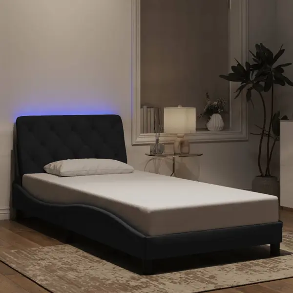 Gossi cadru de pat cu lumini led, negru, 100x200 cm, catifea