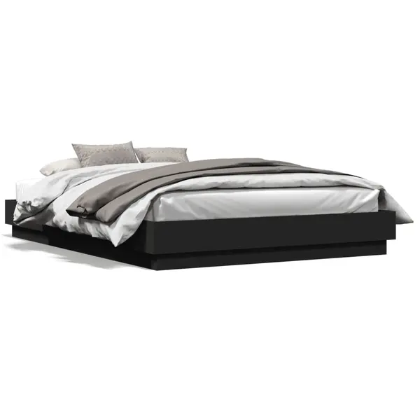 Gossi cadru de pat cu lumini led, negru, 150x200 cm