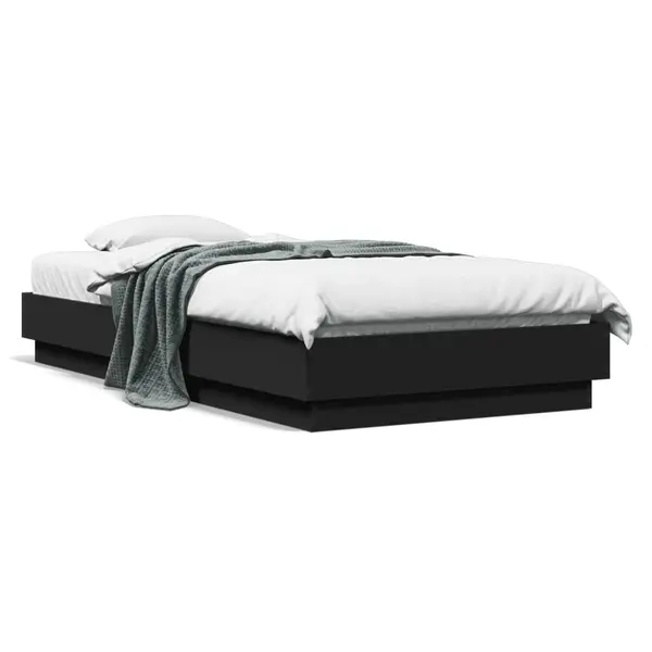 Gossi cadru de pat cu lumini led, negru, 75x190 cm