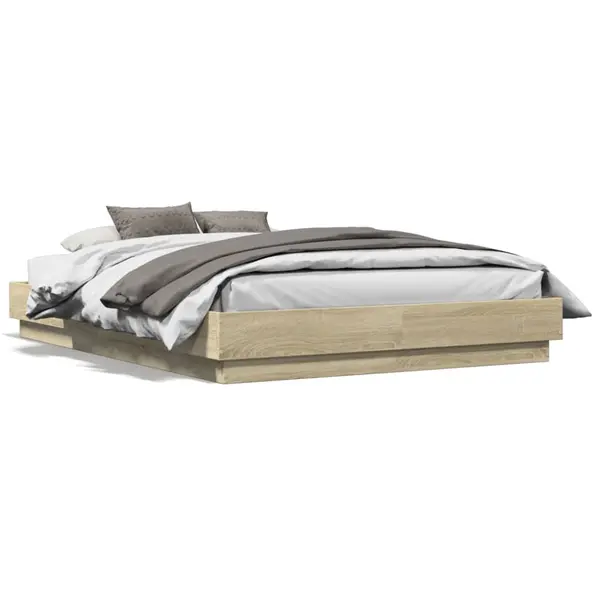 Gossi cadru de pat cu lumini led, stejar sonoma, 135x190 cm