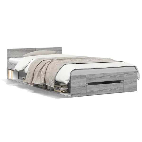 Gossi cadru de pat cu sertar gri sonoma 90x190 cm lemn prelucrat