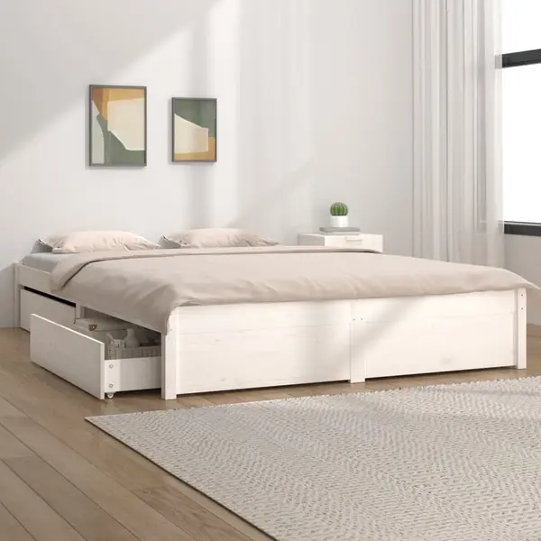 Gossi cadru de pat cu sertare, alb, 120x200 cm