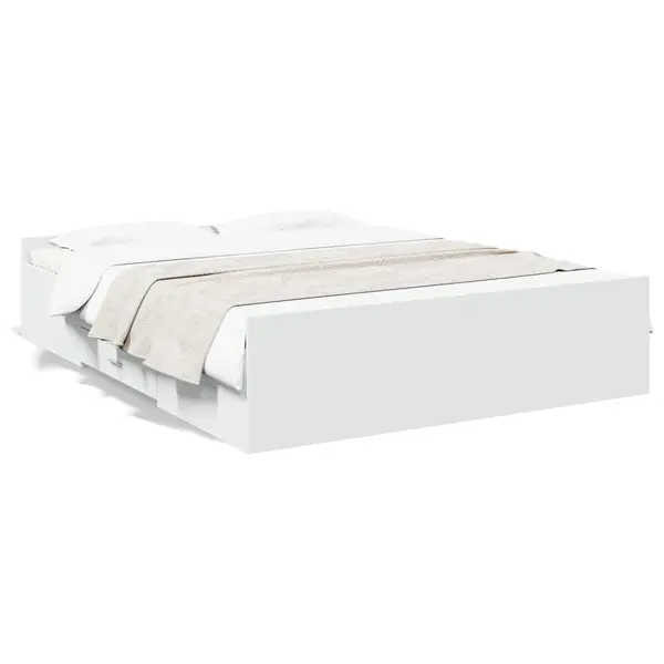 Gossi cadru de pat cu sertare, alb, 160x200 cm, lemn prelucrat