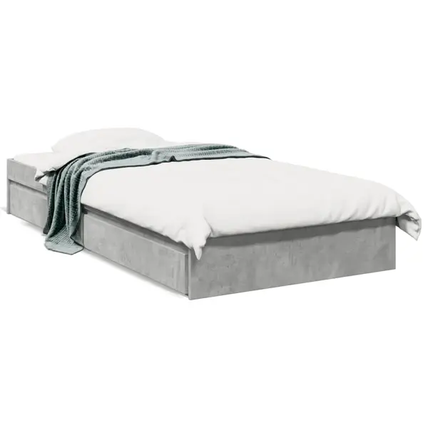 Gossi cadru de pat cu sertare, gri beton, 100x200 cm, lemn prelucrat