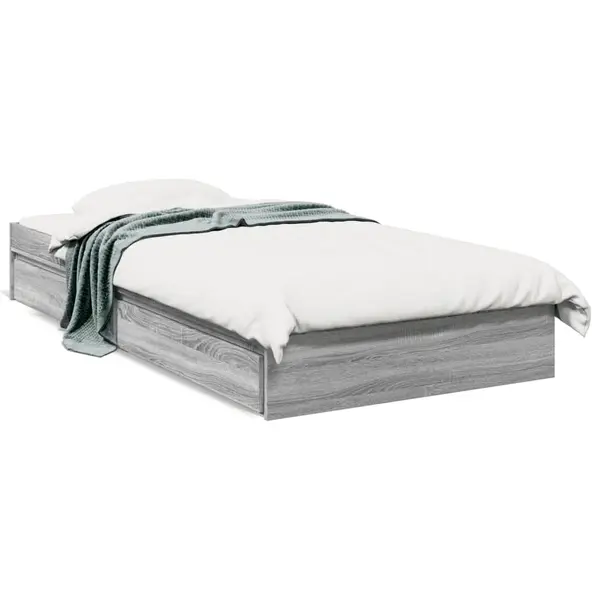 Gossi cadru de pat cu sertare gri sonoma 100x200 cm lemn prelucrat