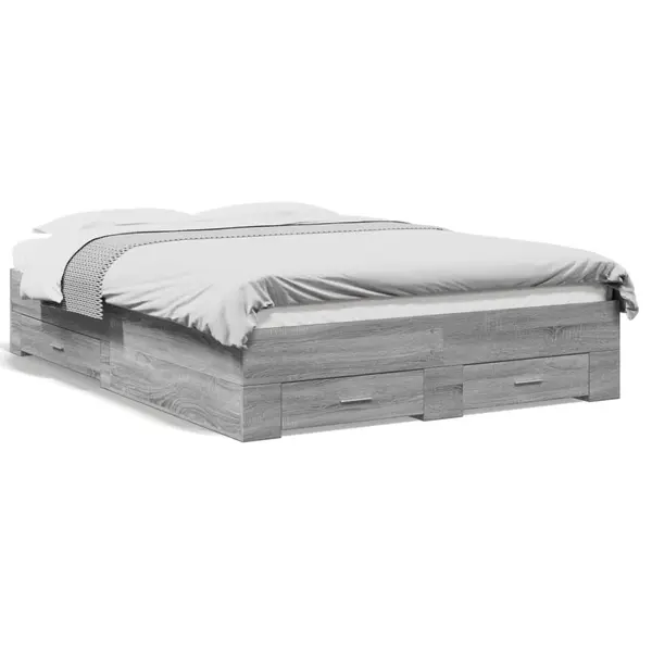 Gossi cadru de pat cu sertare gri sonoma 140x190 cm lemn prelucrat