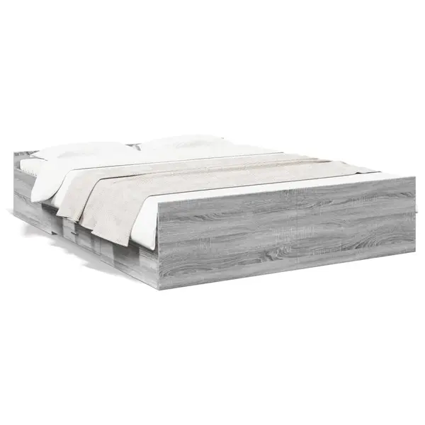 Gossi cadru de pat cu sertare gri sonoma 140x200 cm lemn prelucrat