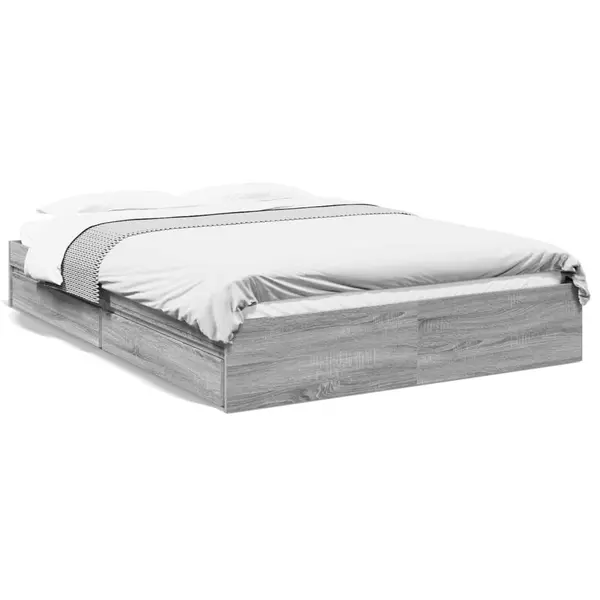 Gossi cadru de pat cu sertare gri sonoma 150x200 cm lemn prelucrat