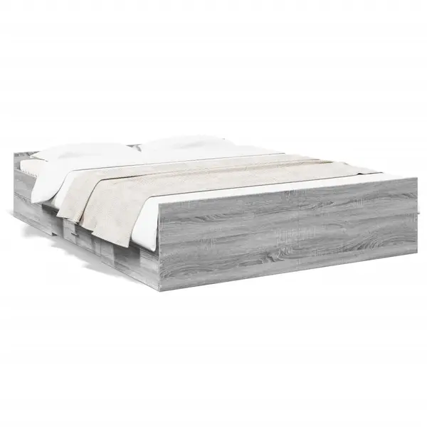 Gossi cadru de pat cu sertare gri sonoma 150x200 cm lemn prelucrat