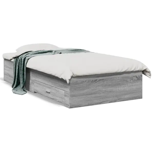 Gossi cadru de pat cu sertare gri sonoma 75x190 cm lemn prelucrat