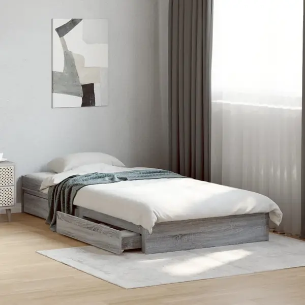 Gossi cadru de pat cu sertare gri sonoma 90x200 cm lemn prelucrat