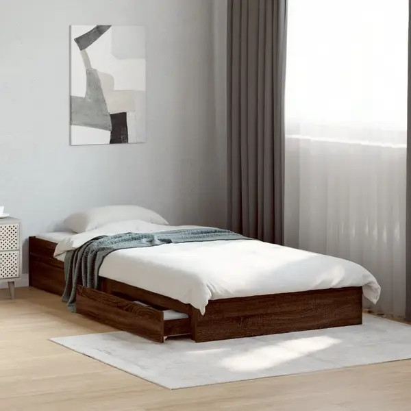 Gossi cadru de pat cu sertare stejar maro 75x190 cm lemn prelucrat