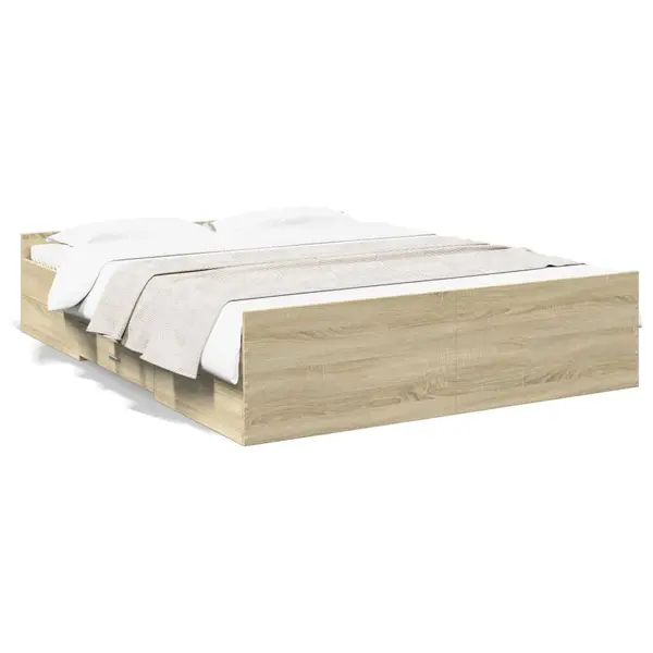 Gossi cadru de pat cu sertare stejar sonoma 140x200 cm lemn prelucrat