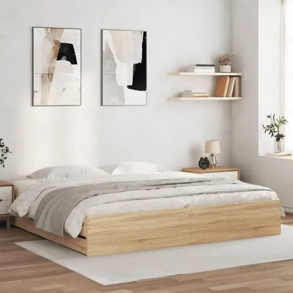 Gossi cadru de pat cu sertare stejar sonoma 180x200 cm lemn prelucrat