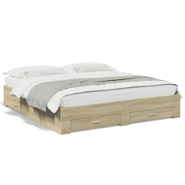 Gossi cadru de pat cu sertare stejar sonoma 200x200 cm lemn prelucrat