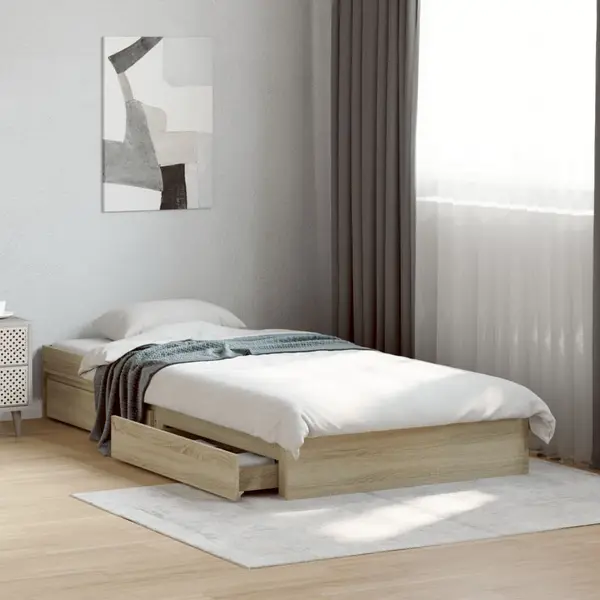 Gossi cadru de pat cu sertare stejar sonoma 90x200 cm lemn prelucrat