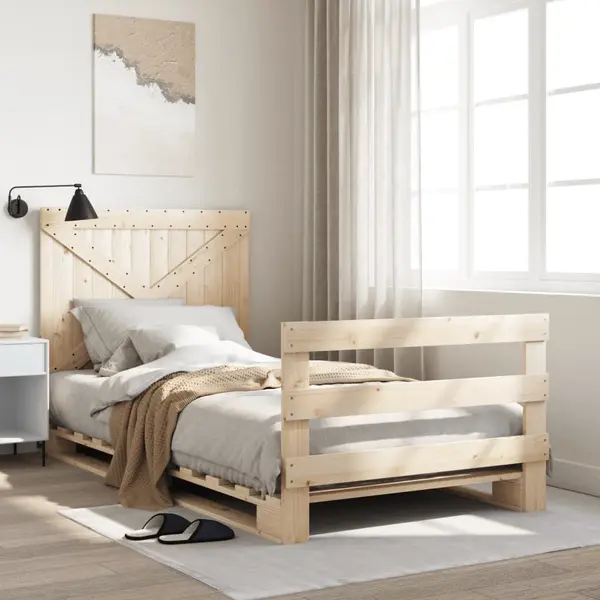 Gossi cadru de pat cu tablie, 100x200 cm, lemn masiv de pin