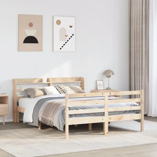 Gossi cadru de pat cu tablie, 120x190 cm, lemn masiv pin