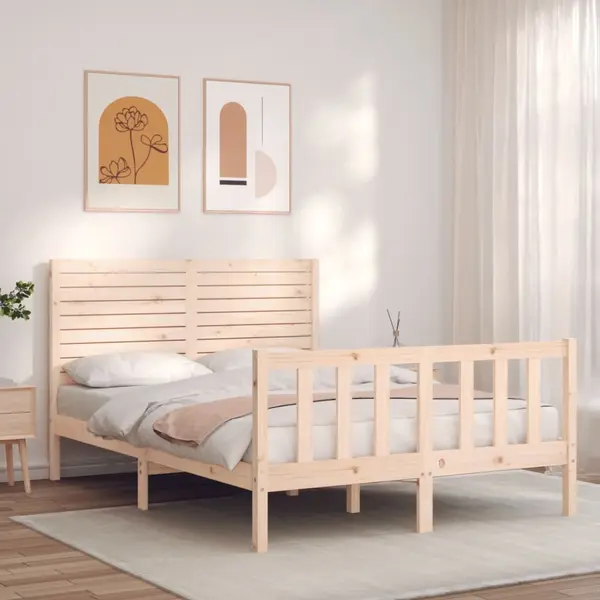 Gossi cadru de pat cu tablie, 120x200 cm, lemn masiv