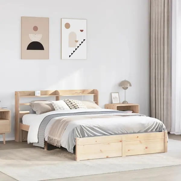 Gossi cadru de pat cu tablie, 120x200 cm, lemn masiv de pin