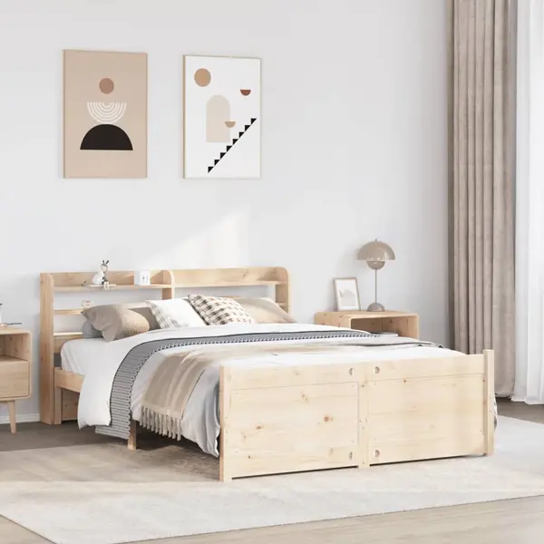 Gossi cadru de pat cu tablie, 135x190 cm, lemn masiv de pin