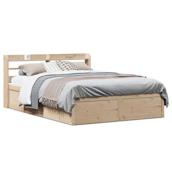 Gossi cadru de pat cu tablie, 140x190 cm, lemn masiv pin
