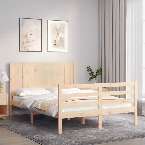 Gossi cadru de pat cu tablie, 140x200 cm, lemn masiv