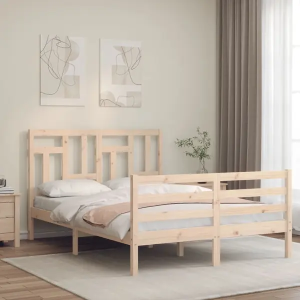 Gossi cadru de pat cu tablie, 140x200 cm, lemn masiv