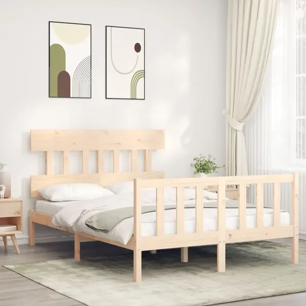 Gossi cadru de pat cu tablie, 140x200 cm, lemn masiv