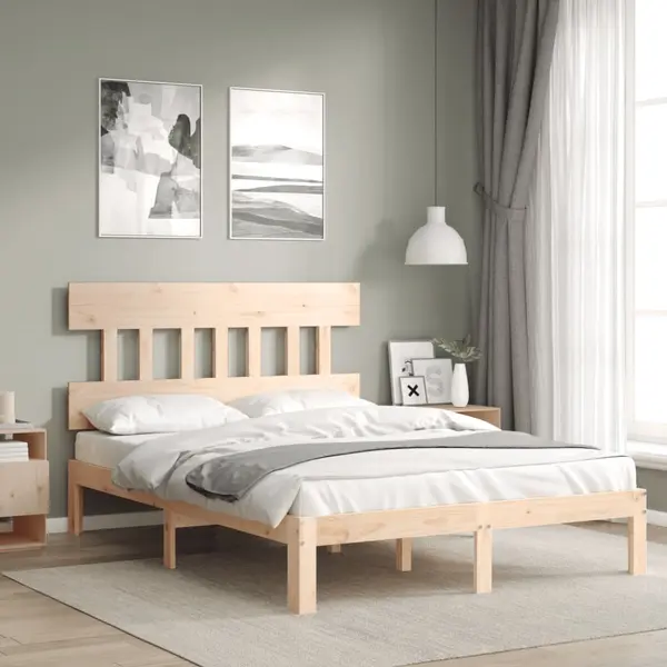 Gossi cadru de pat cu tablie, 140x200 cm, lemn masiv