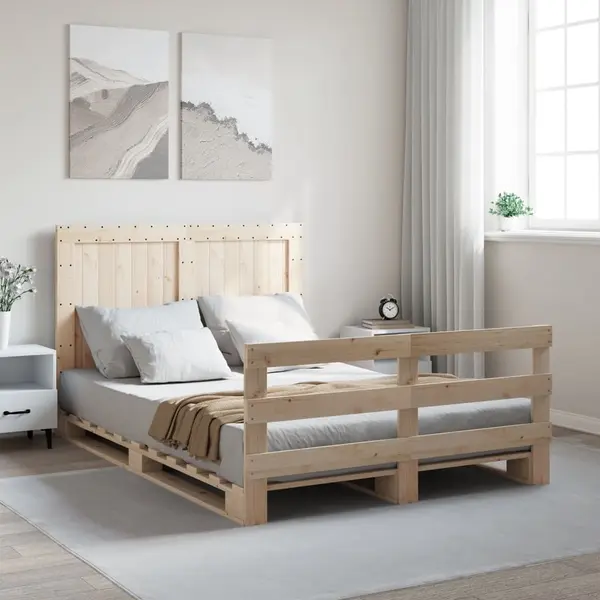 Gossi cadru de pat cu tablie, 140x200 cm, lemn masiv de pin