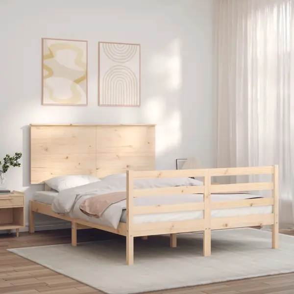 Gossi cadru de pat cu tablie, 140x200 cm, lemn masiv