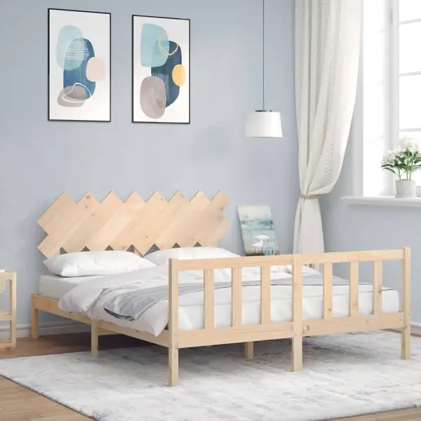 Gossi cadru de pat cu tablie, 160x200 cm, lemn masiv