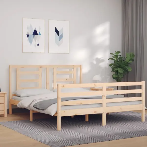 Gossi cadru de pat cu tablie, 160x200 cm, lemn masiv
