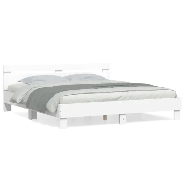 Gossi cadru de pat cu tablie 200x200 cm, alb, lemn prelucrat