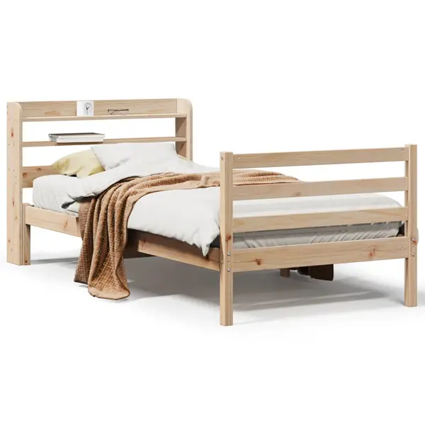 Gossi cadru de pat cu tablie, 75x190 cm, lemn masiv de pin