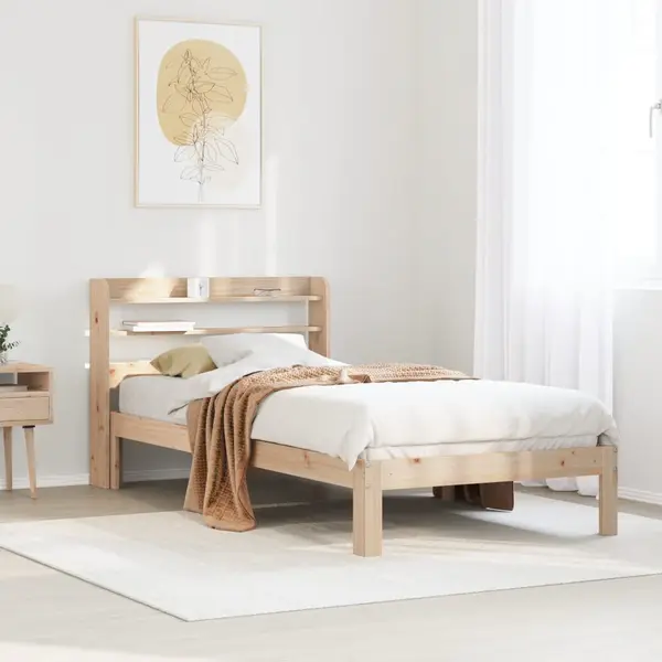 Gossi cadru de pat cu tablie, 90x190 cm, lemn masiv pin