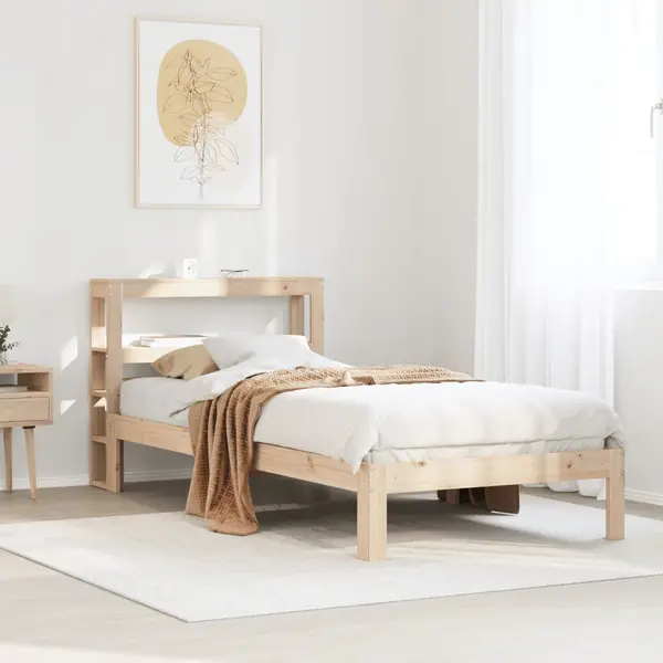 Gossi cadru de pat cu tablie, 90x190 cm, lemn masiv pin