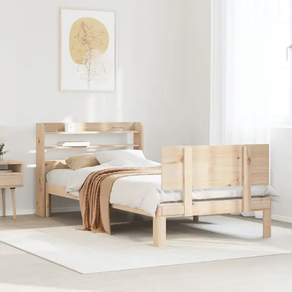 Gossi cadru de pat cu tablie, 90x200 cm, lemn masiv de pin
