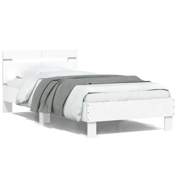 Gossi cadru de pat cu tablie, alb, 100x200 cm, lemn prelucrat