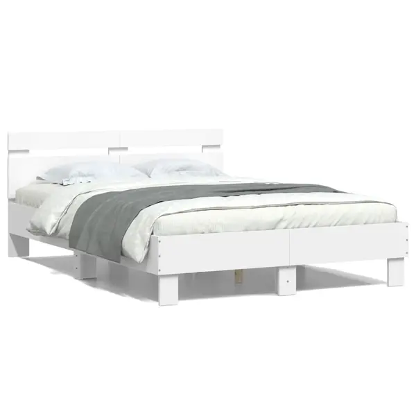 Gossi cadru de pat cu tablie, alb, 120x190 cm, lemn prelucrat