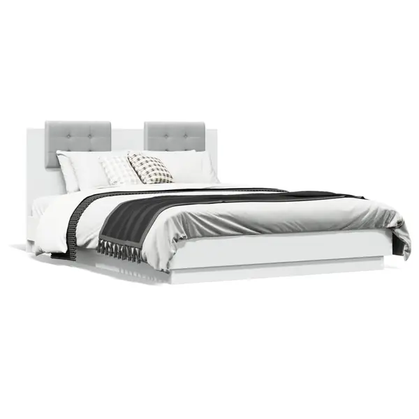 Gossi cadru de pat cu tablie, alb, 120x190 cm, lemn prelucrat