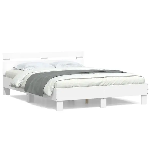 Gossi cadru de pat cu tablie, alb, 140x200 cm, lemn prelucrat